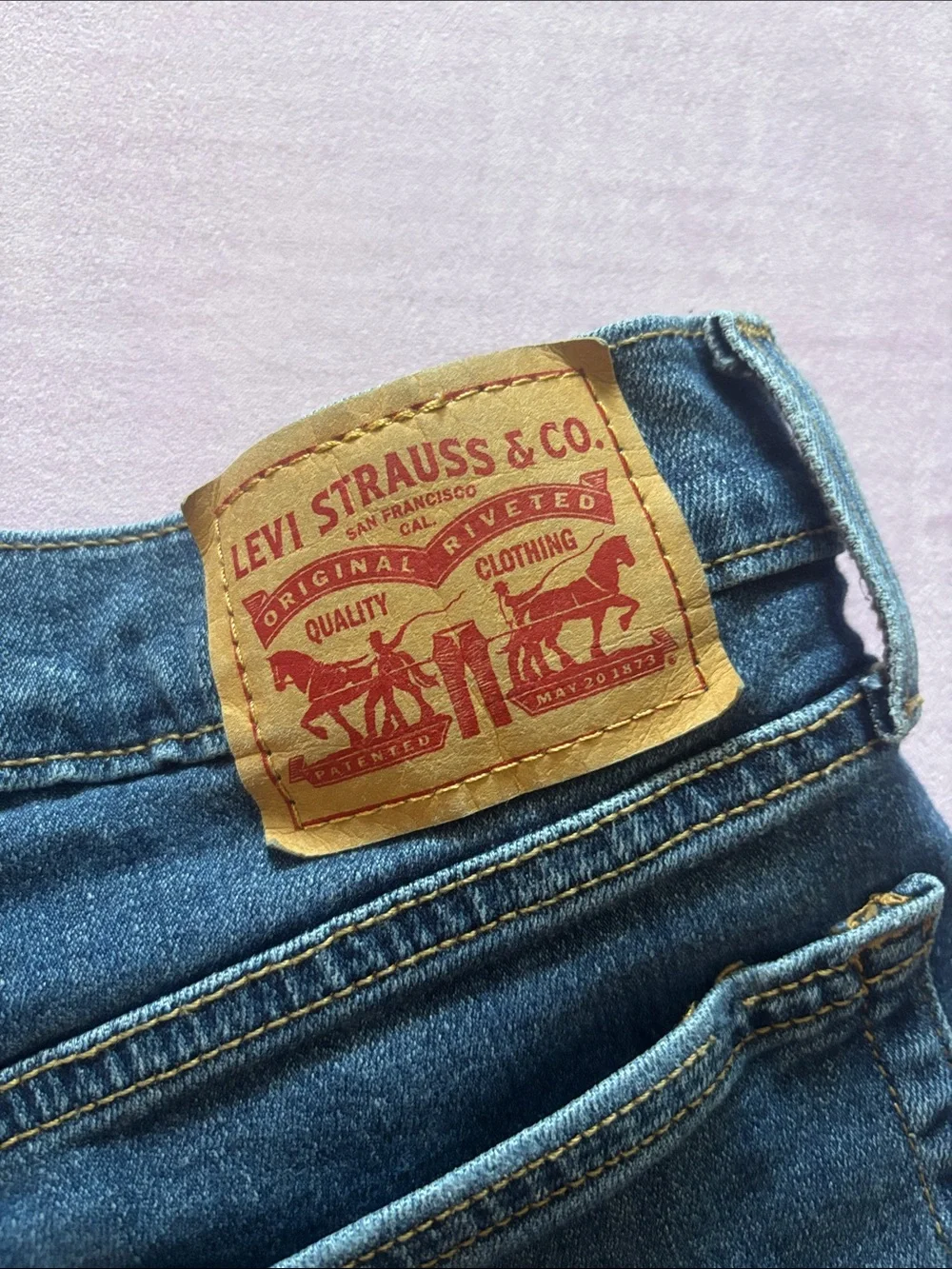Levi's Dark Indigo Distressed Denim Shorts